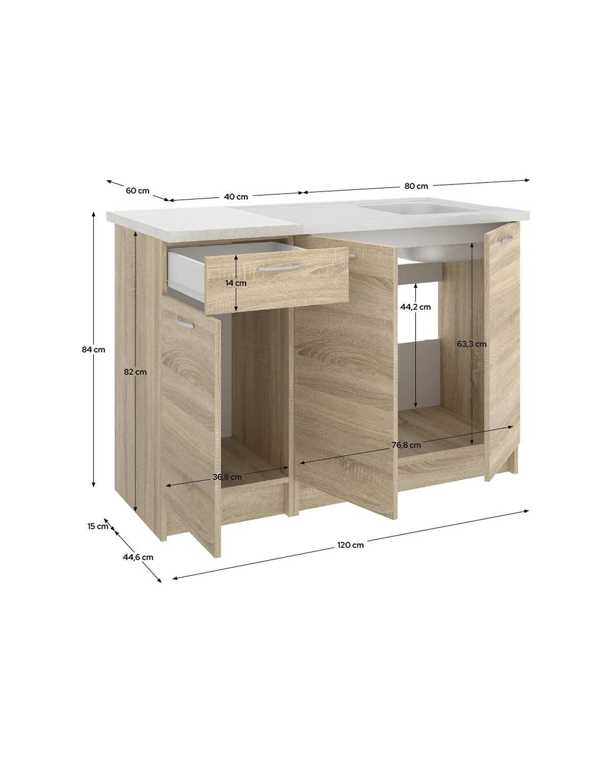 Conjunto de 2 módulos de cocina inferiores Kirsten