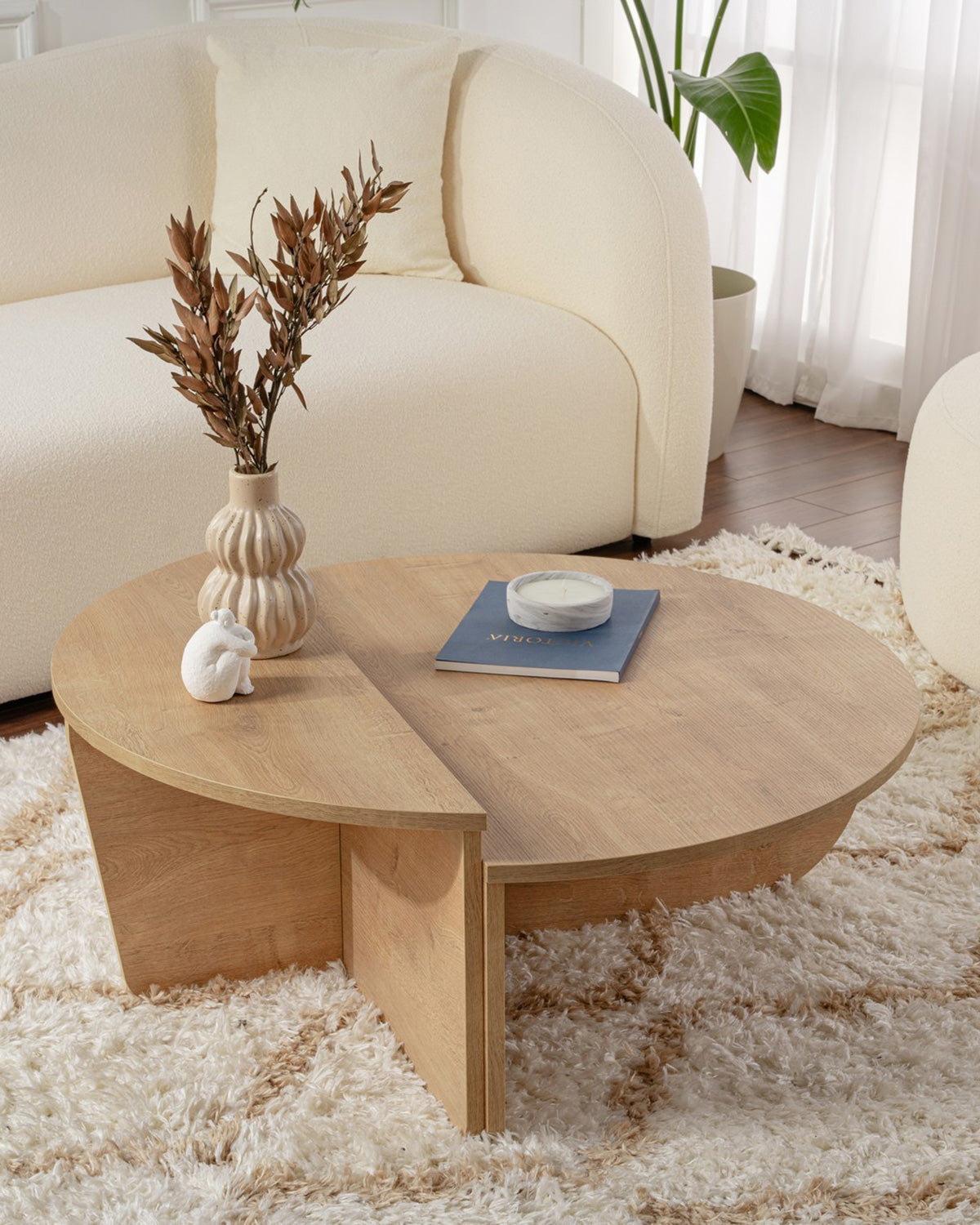 Mesa de centro redonda en dos piezas Flossie