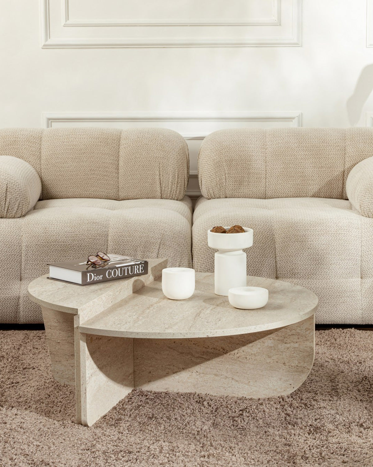 Mesa de centro redonda en dos piezas Flossie