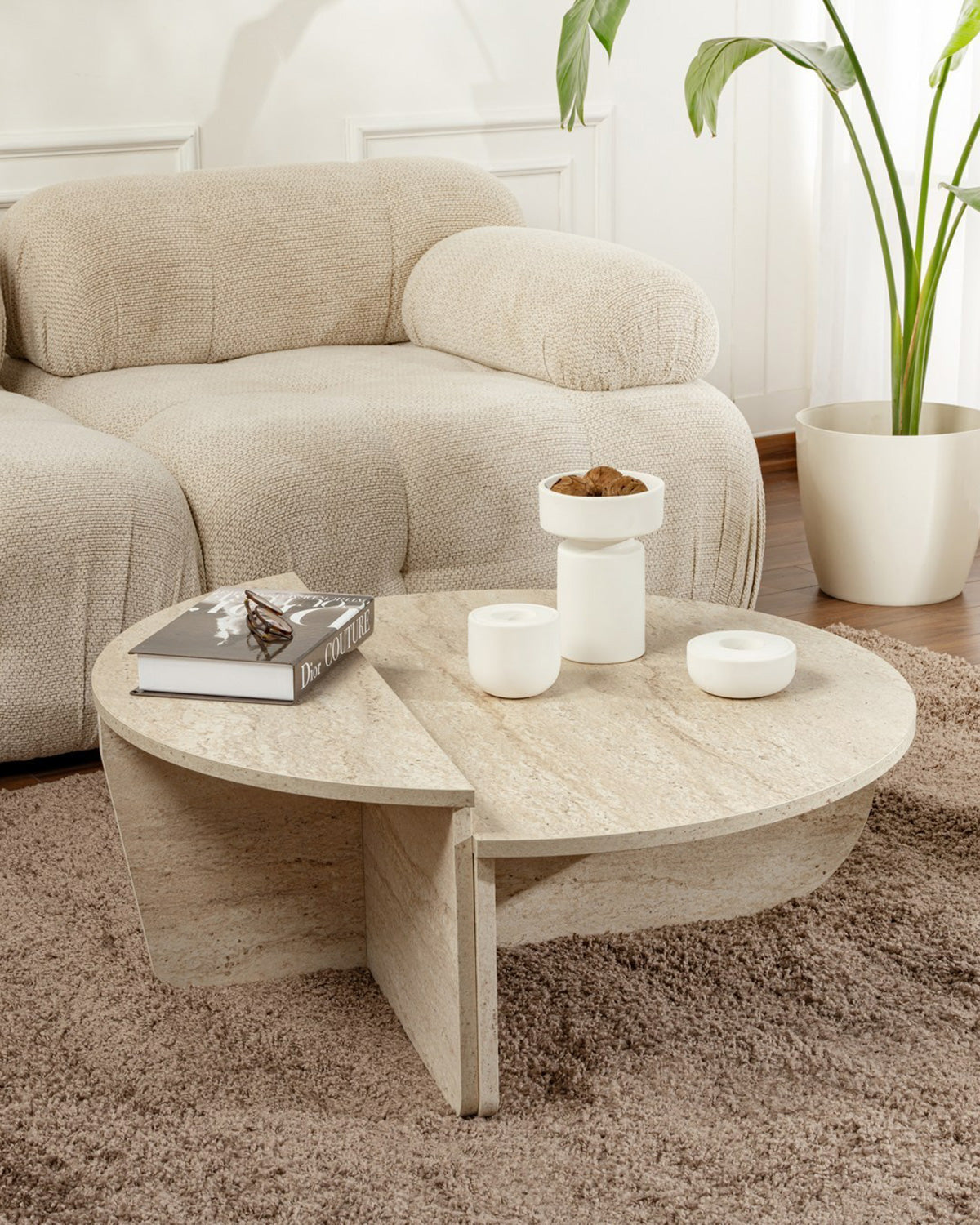 Mesa de centro redonda en dos piezas Flossie