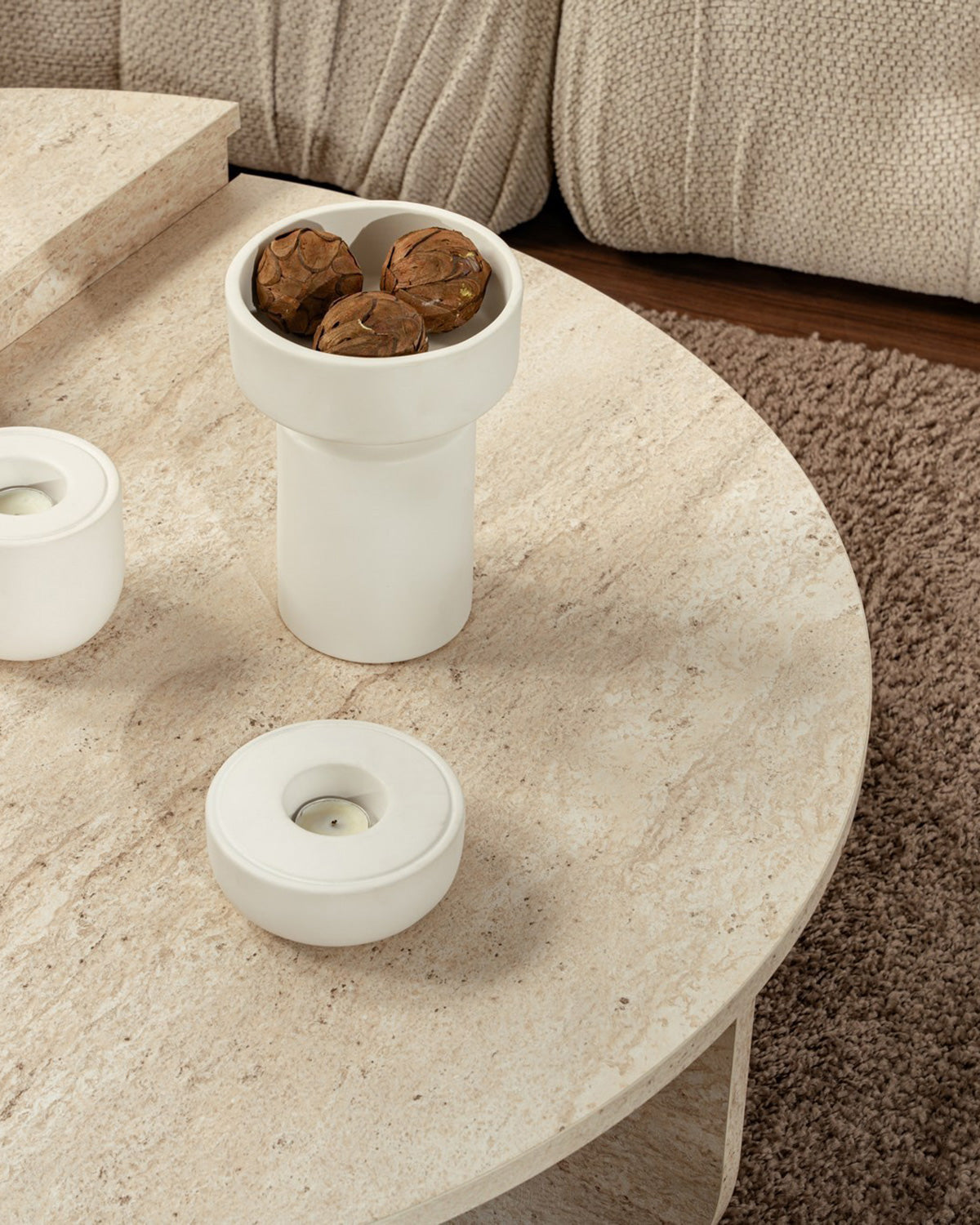 Mesa de centro redonda en dos piezas Flossie