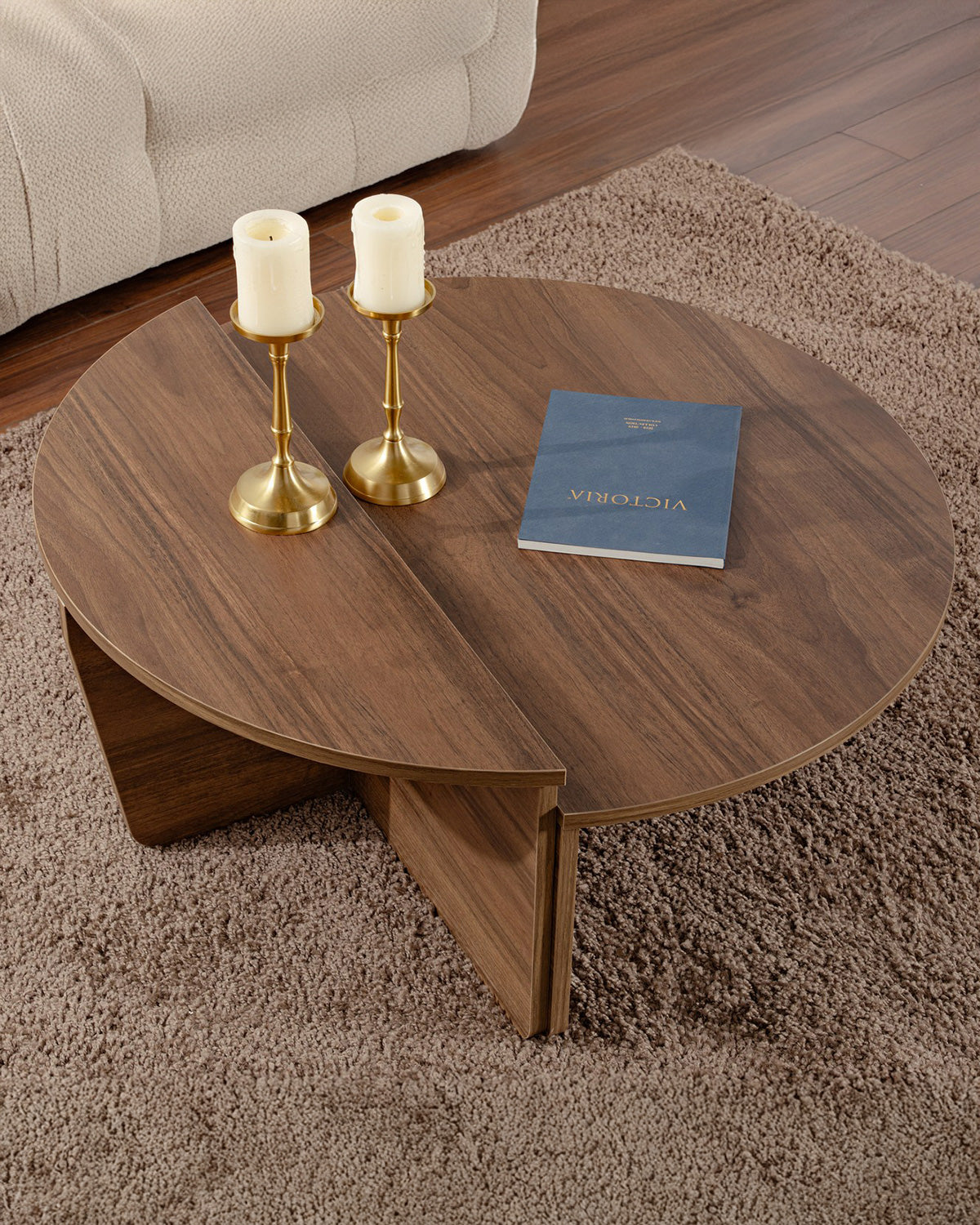 Mesa de centro redonda en dos piezas Flossie