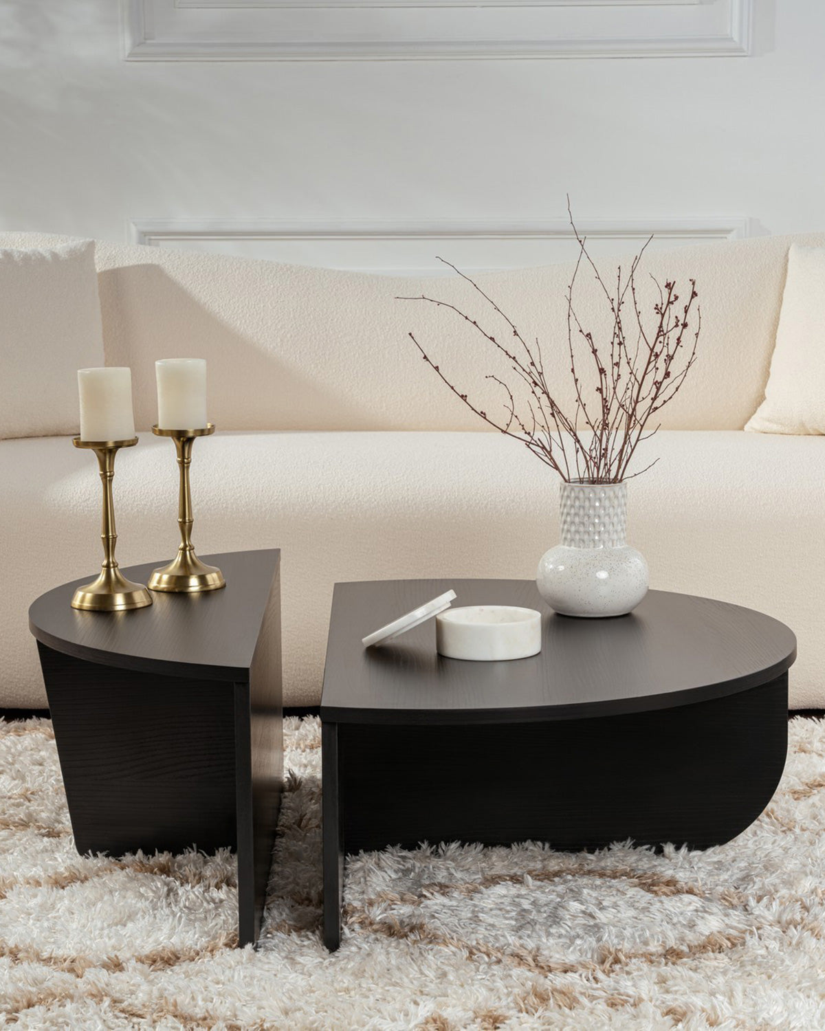 Mesa de centro redonda en dos piezas Flossie