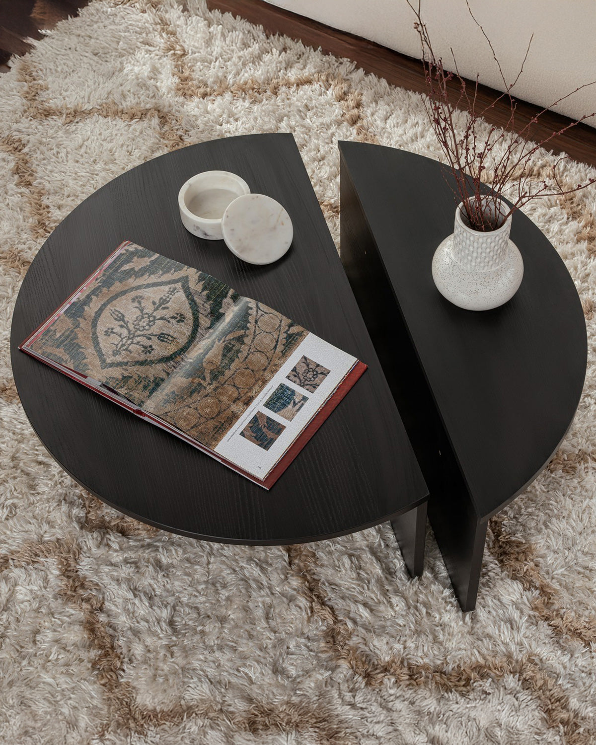 Mesa de centro redonda en dos piezas Flossie