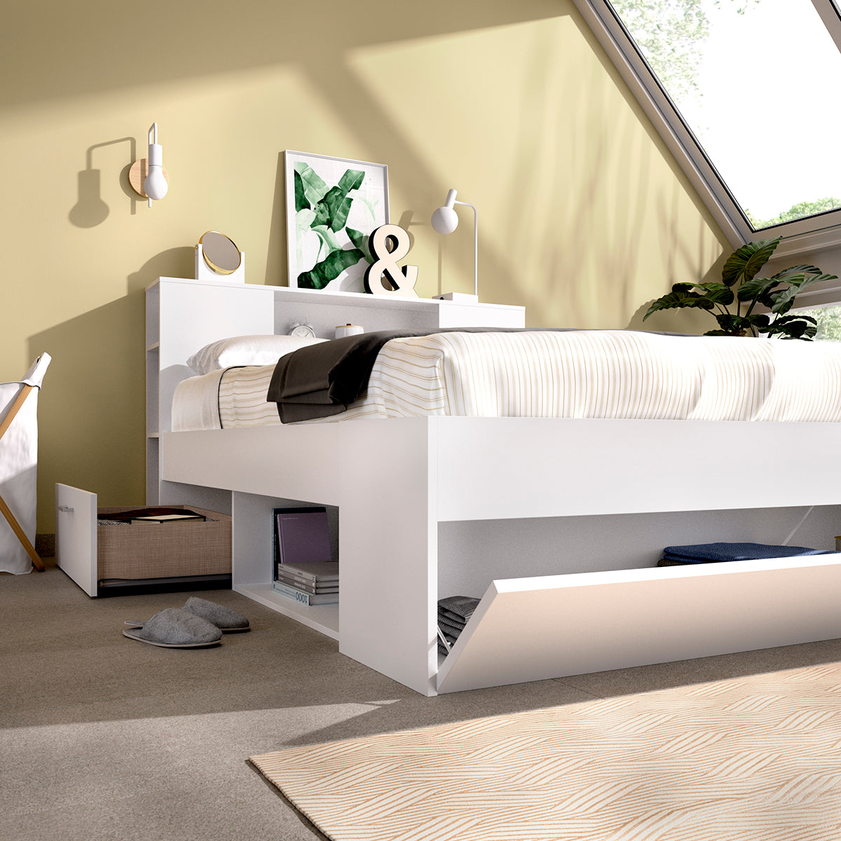 Pack ahorro matrimonio Cama Lanka con Cabecero, Colchón Aurea y Somier 135 x 190 cm