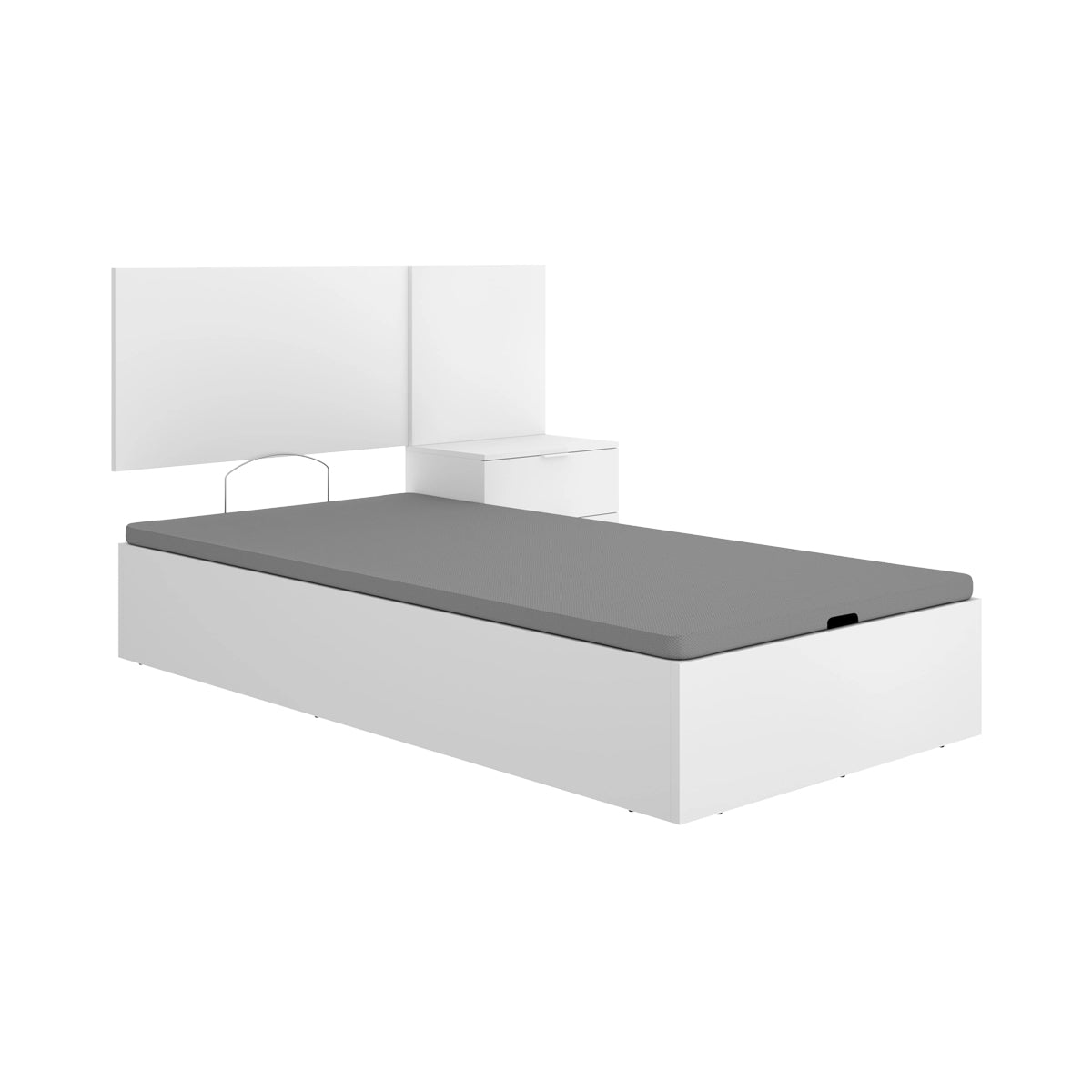 Pack ahorro juvenil Canapé con Cabecero y una Mesita Flow, y Colchón viscoelástico Nova de 90 x 190 cm