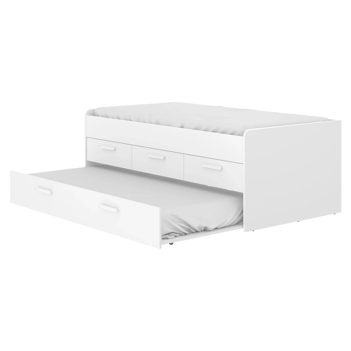 Pack ahorro juvenil Cama nido Leka con 3 cajones, 1 Somier y 2 Colchones viscoelásticos Nova 90 x 190 cm