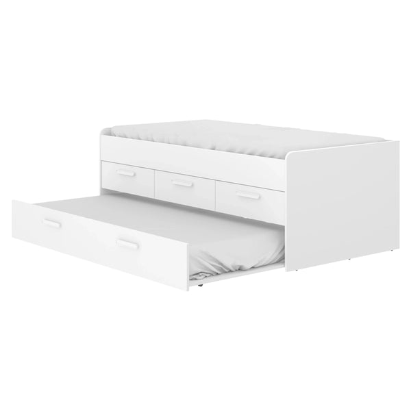 Pack ahorro juvenil Cama nido Leka con 3 cajones, 1 Somier y 2 Colchones viscoelásticos Nova 90 x 190 cm