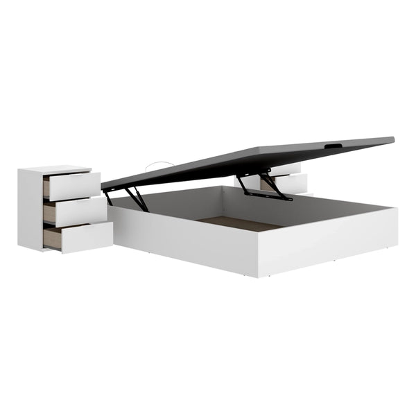Pack ahorro matrimonio Canapé Nest, 2 Mesitas de noche y Colchón viscoelástico Nova Plus 135 x 190 cm