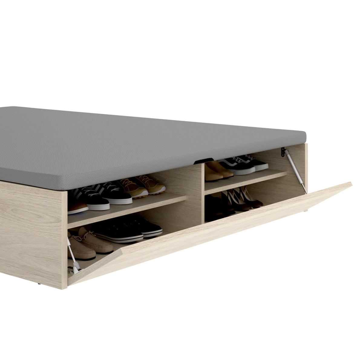 Pack ahorro matrimonio Canapé con zapatero Lan y Colchón viscoelástico Nova Plus, 20cm de grosor, 135 x 190 cm