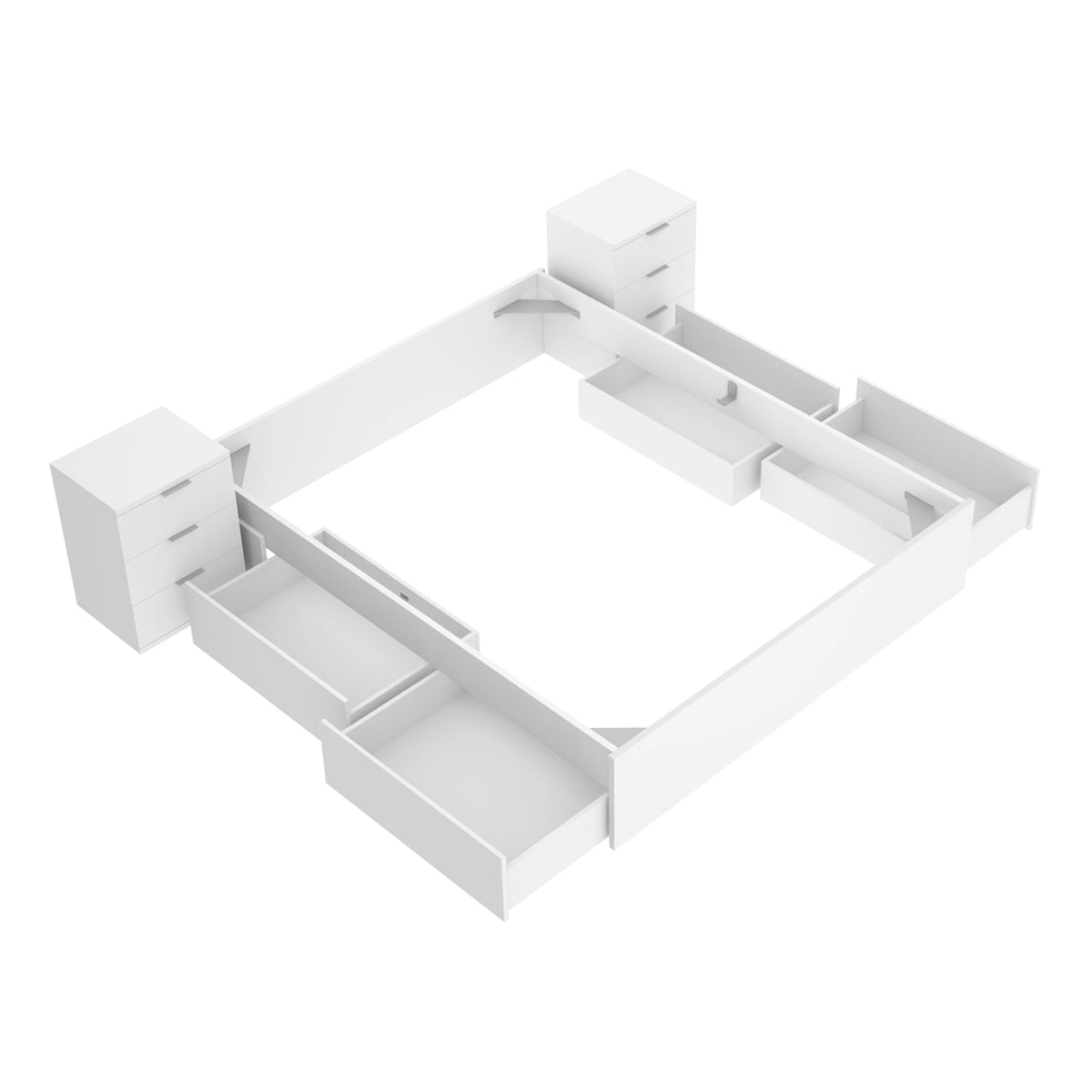 Pack ahorro matrimonio Cama compacta, 2 Mesitas de noche, Colchón viscoelástico y muelles Aurea y Somier 150 x 190 cm
