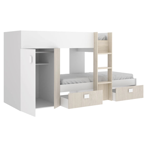 Pack ahorro juvenil Cama tren Groe, 1 Somier y 2 Colchones viscoelásticos Nova 90 x 190 cm