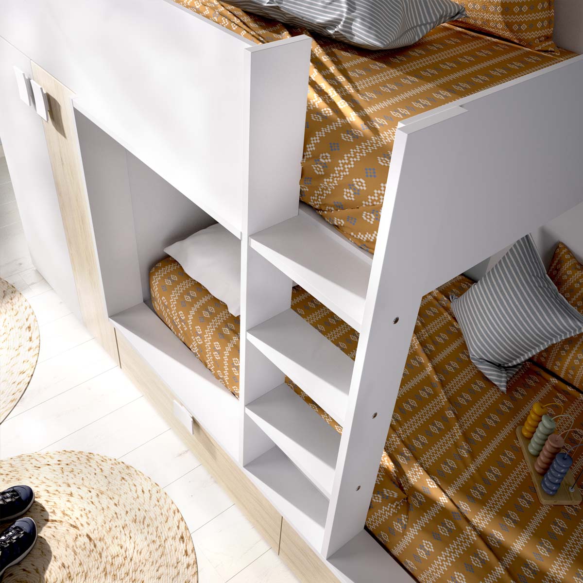 Pack ahorro juvenil Cama tren Matt con 2 Colchones viscoelásticos Nova 90 x 190 cm
