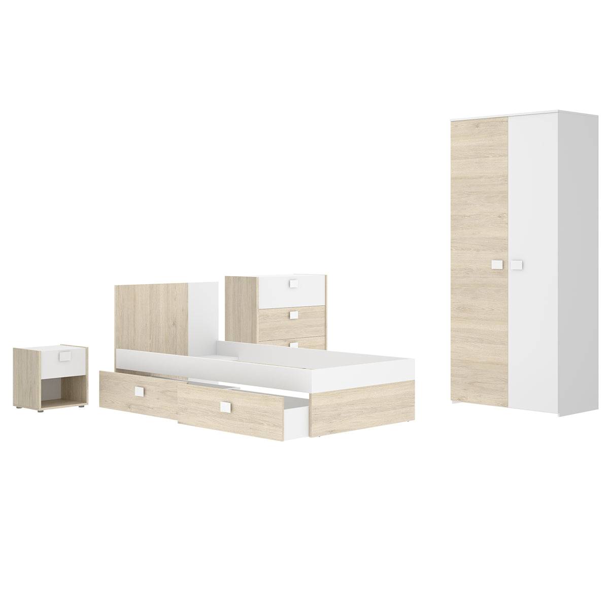 Pack ahorro juvenil Habitación completa Dina con Colchón Nova 90 x 190 cm y Somier