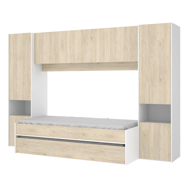 Pack ahorro juvenil Dormitorio puente Kwai, 1 Somier y 2 Colchones viscoelásticos Nova 90 x 190 cm