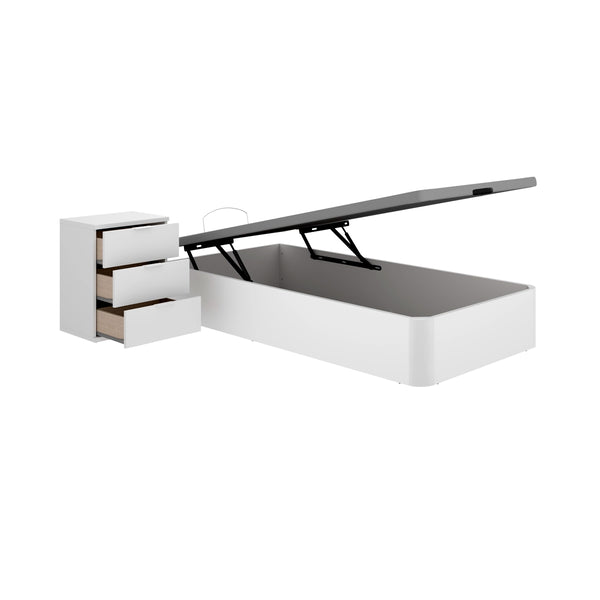 Pack ahorro juvenil Canapé Round con Colchón viscoelástico Nova 90 x 190 cm y Mesita de noche Rio