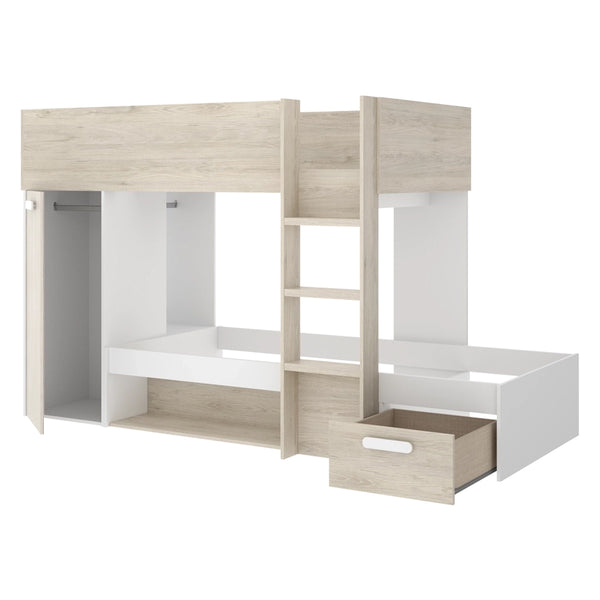 Pack ahorro juvenil Cama tren Kos, 1 Somier y 2 Colchones viscoelásticos Nova 90 x 190 cm