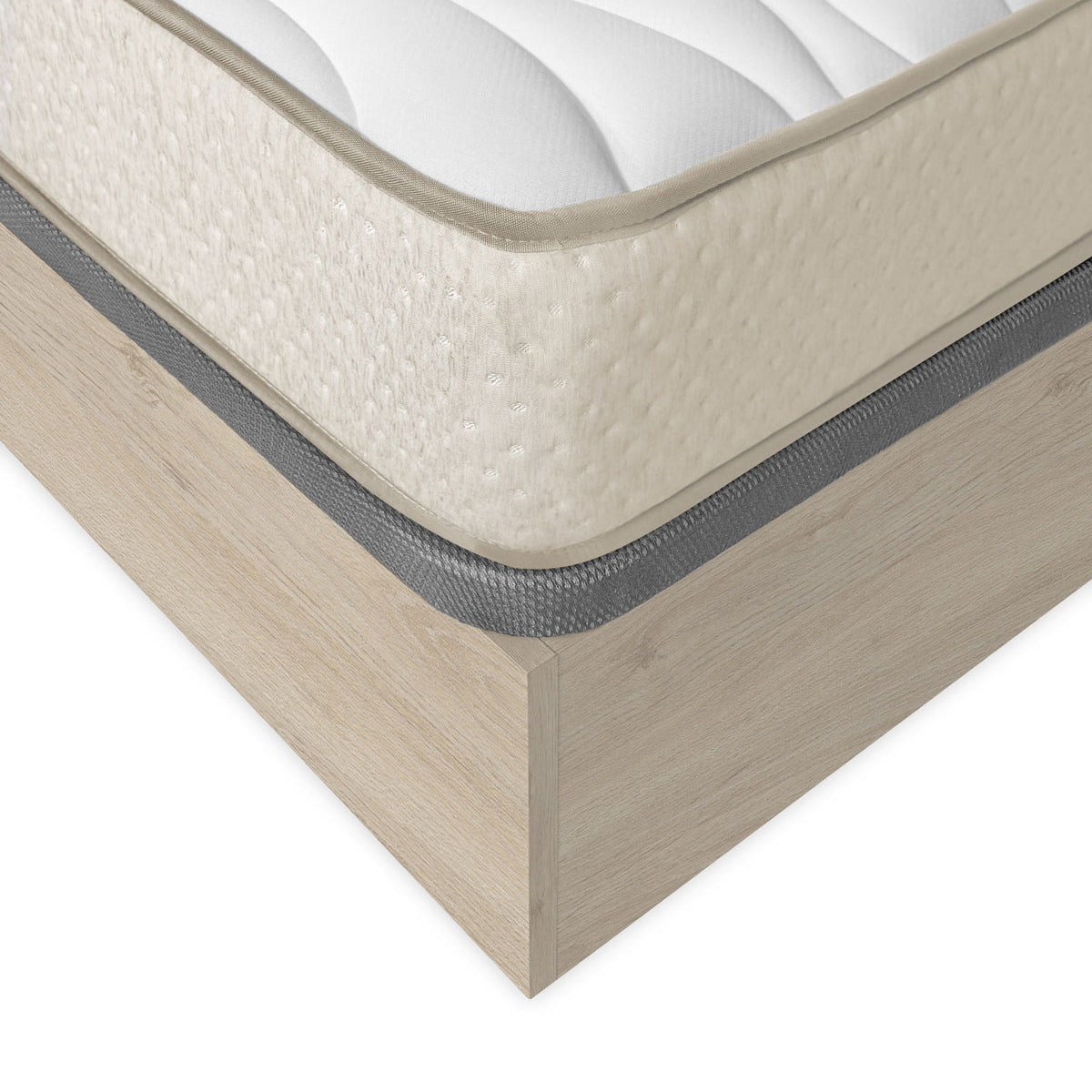 Pack ahorro matrimonio Canapé Nest, 2 Mesitas de noche y Colchón viscoelástico Nova Plus 135 x 190 cm