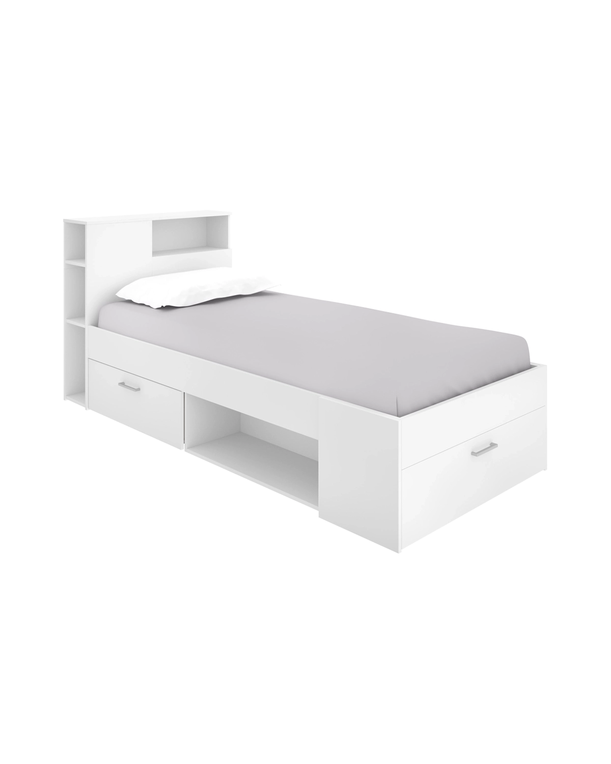 Cama individual con cabecero y almacenaje Lanka