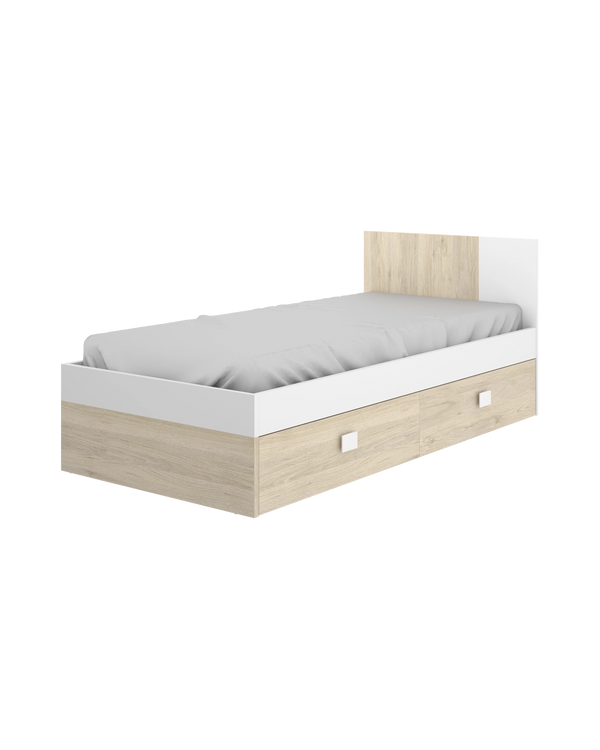 Cama individual con cabecero y cajones Dina