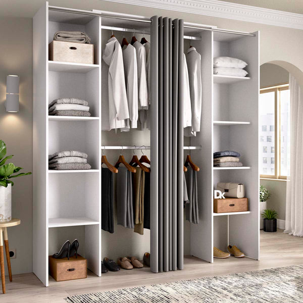 Armario vestidor regulable con dos columnas y cortina Suit