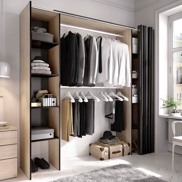 Armario vestidor regulable con dos columnas y cortina Suit