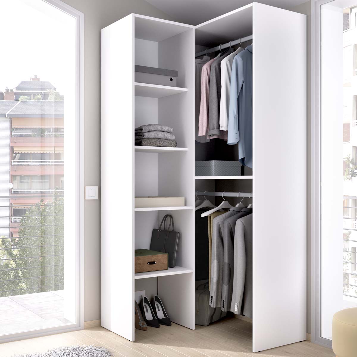 Armario vestidor rinconero con columna Suit