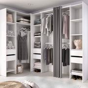 Armario vestidor rinconero regulable con tres columnas y cortina Suit