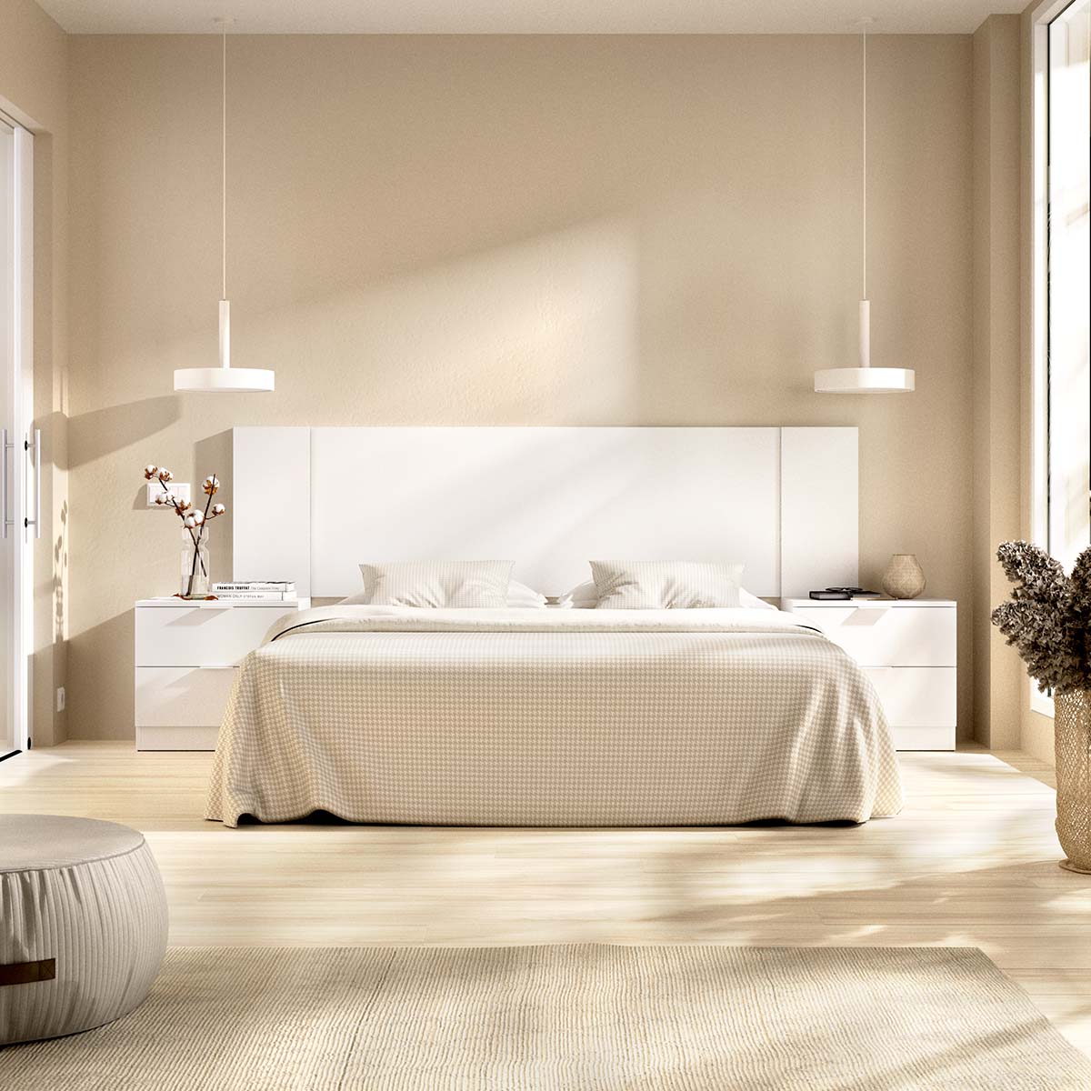 Cabecero con dos mesitas Len