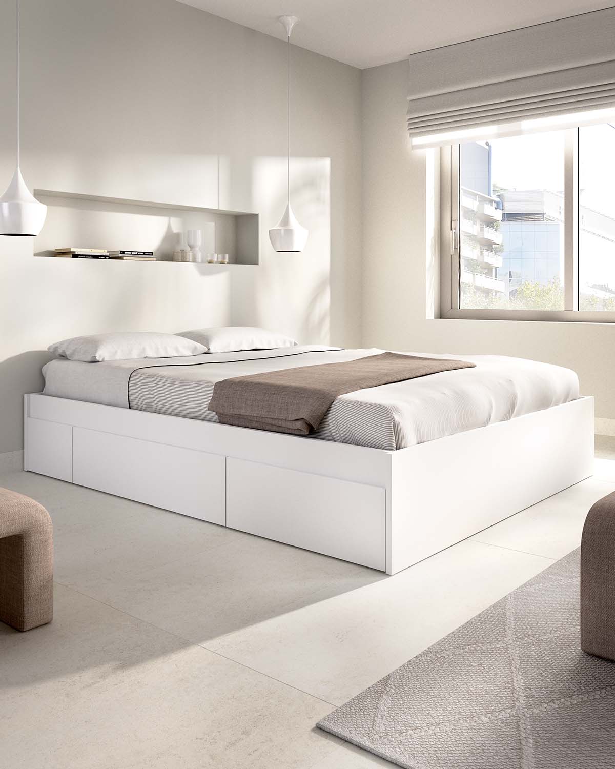 Cama matrimonio con cajones Alice