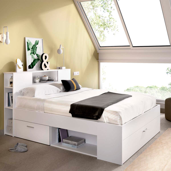 Cama matrimonio con cabecero y almacenaje Lanka