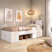 Cama individual con cabecero y almacenaje Lanka