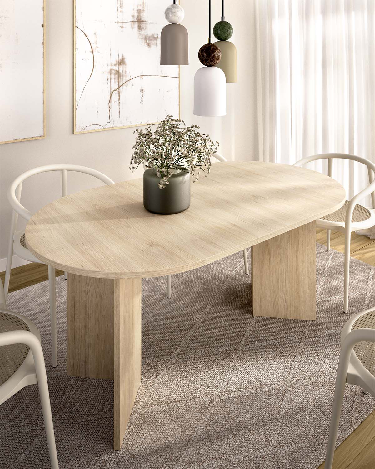 Mesa de comedor ovalada extensible Bari