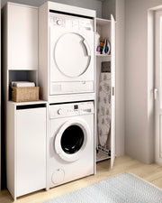 Armario lavadora secadora con modulo alto, modulo bajo y columna auxiliar 1 puerta Fit