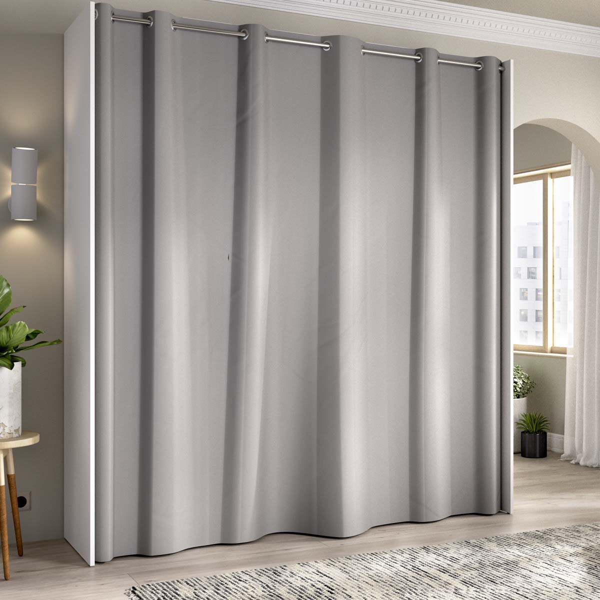 Armario vestidor regulable con dos columnas y cortina Suit