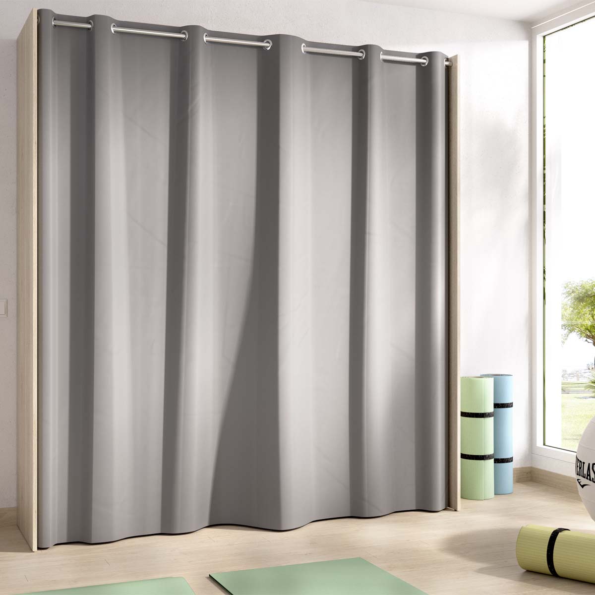 Armario vestidor regulable con dos columnas y cortina Suit