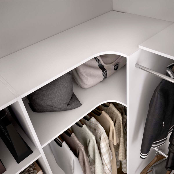 Armario vestidor rinconero regulable con dos columnas y cortina Suit