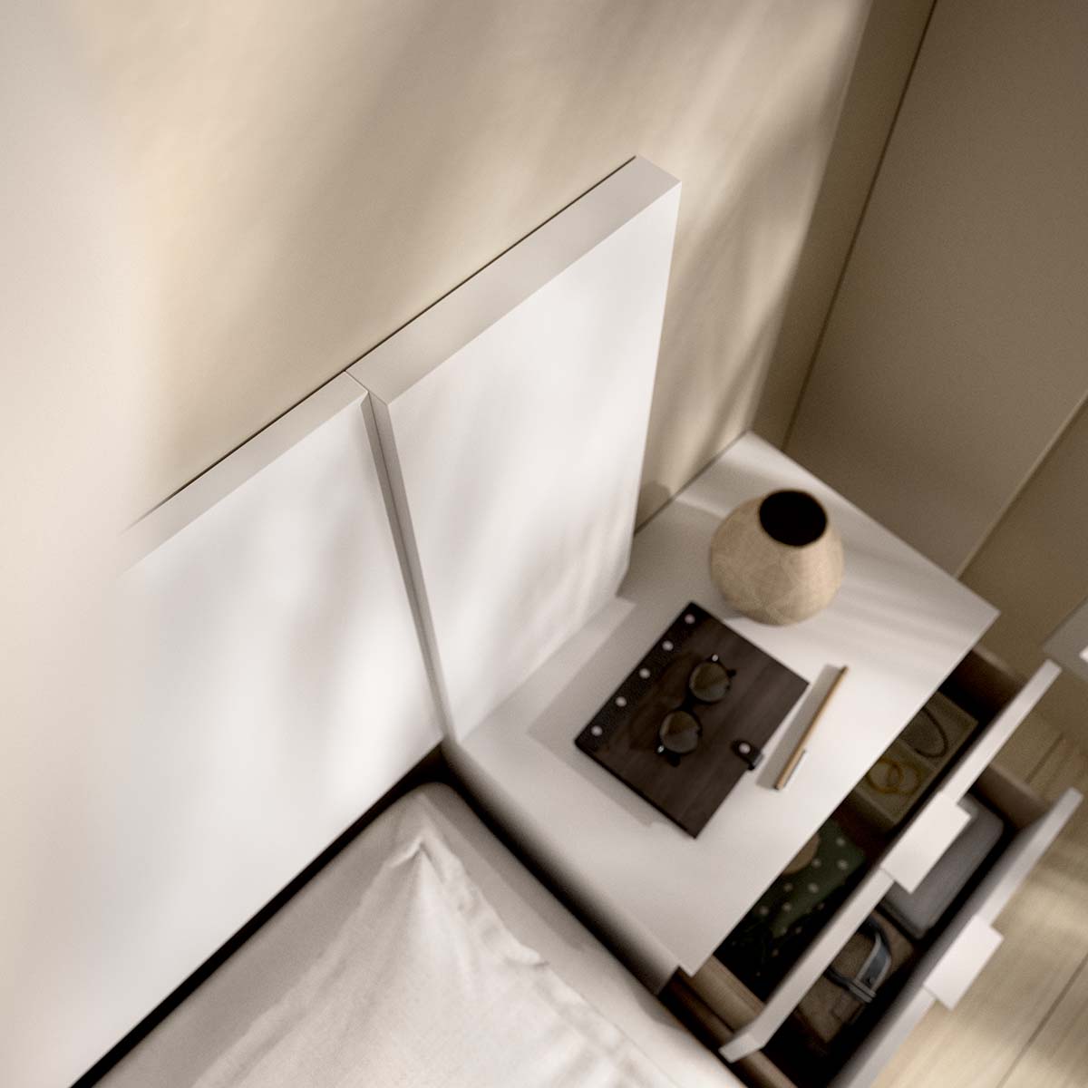 Cabecero con dos mesitas Len