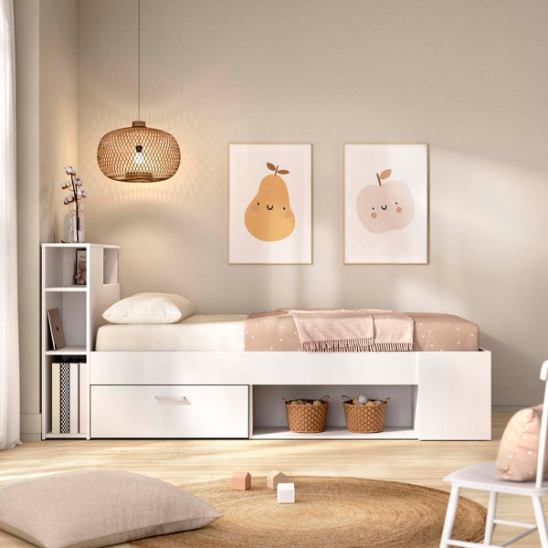 Pack ahorro juvenil Cama Lanka con cabecero, Colchón viscoelástico Nova y Somier 90 x 190 cm