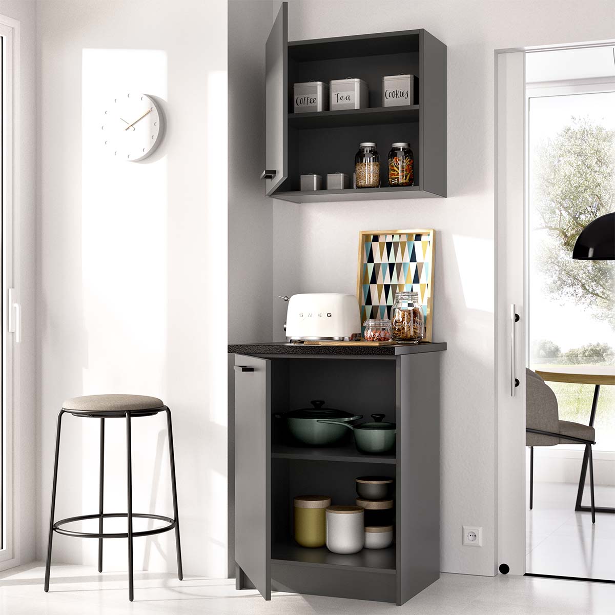 Conjunto de 2 módulos de cocina superior e inferior Kirsten