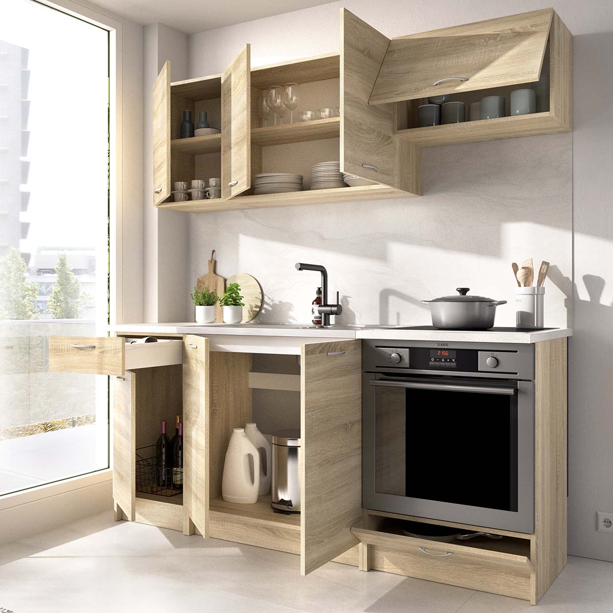 Cocina modular Kirsten con módulo de horno