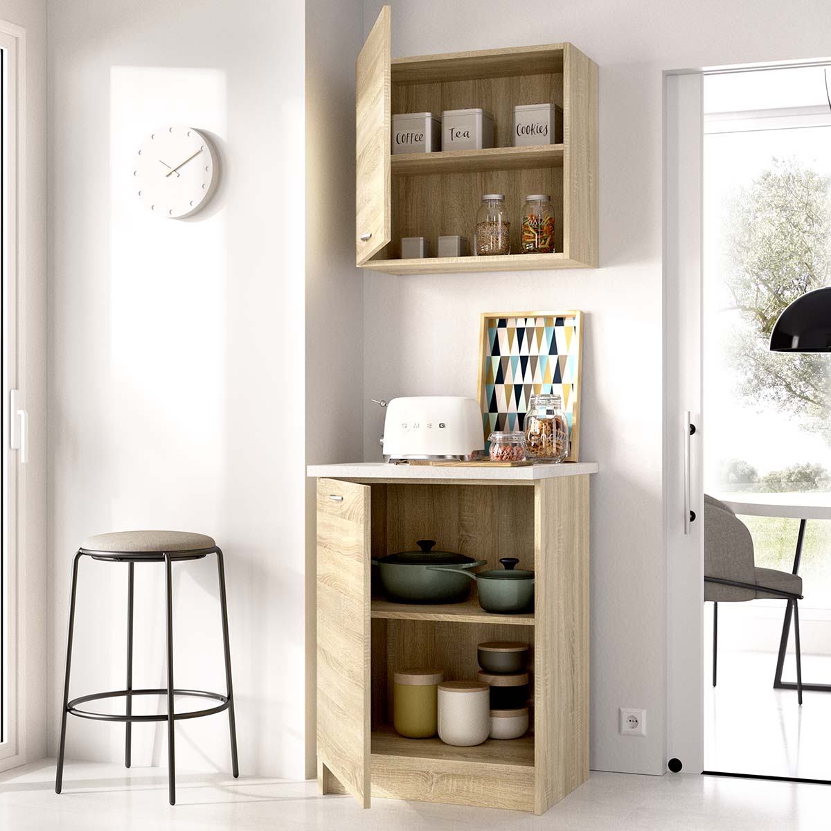 Conjunto de 2 módulos de cocina superior e inferior Kirsten