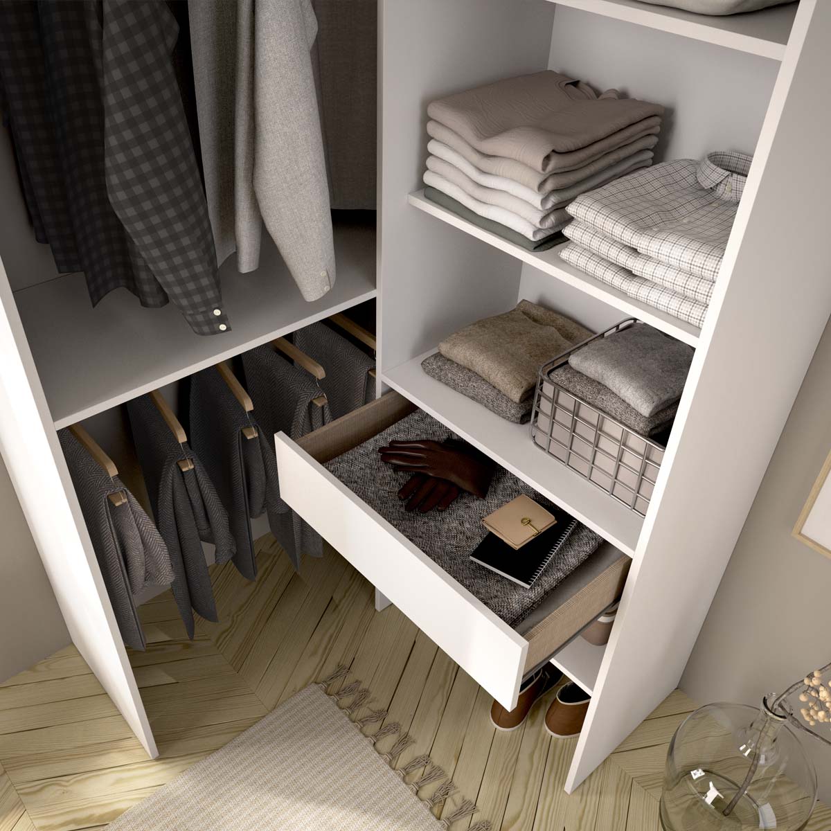 Armario vestidor rinconero con columna Suit