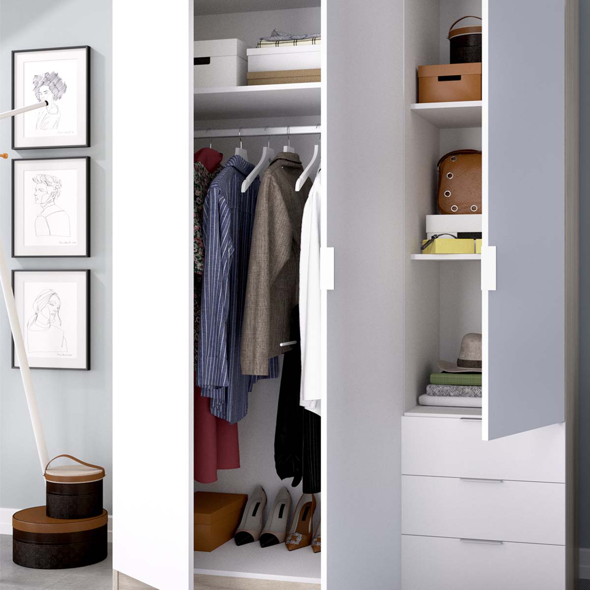 Armario de puertas batientes y cajones Essen