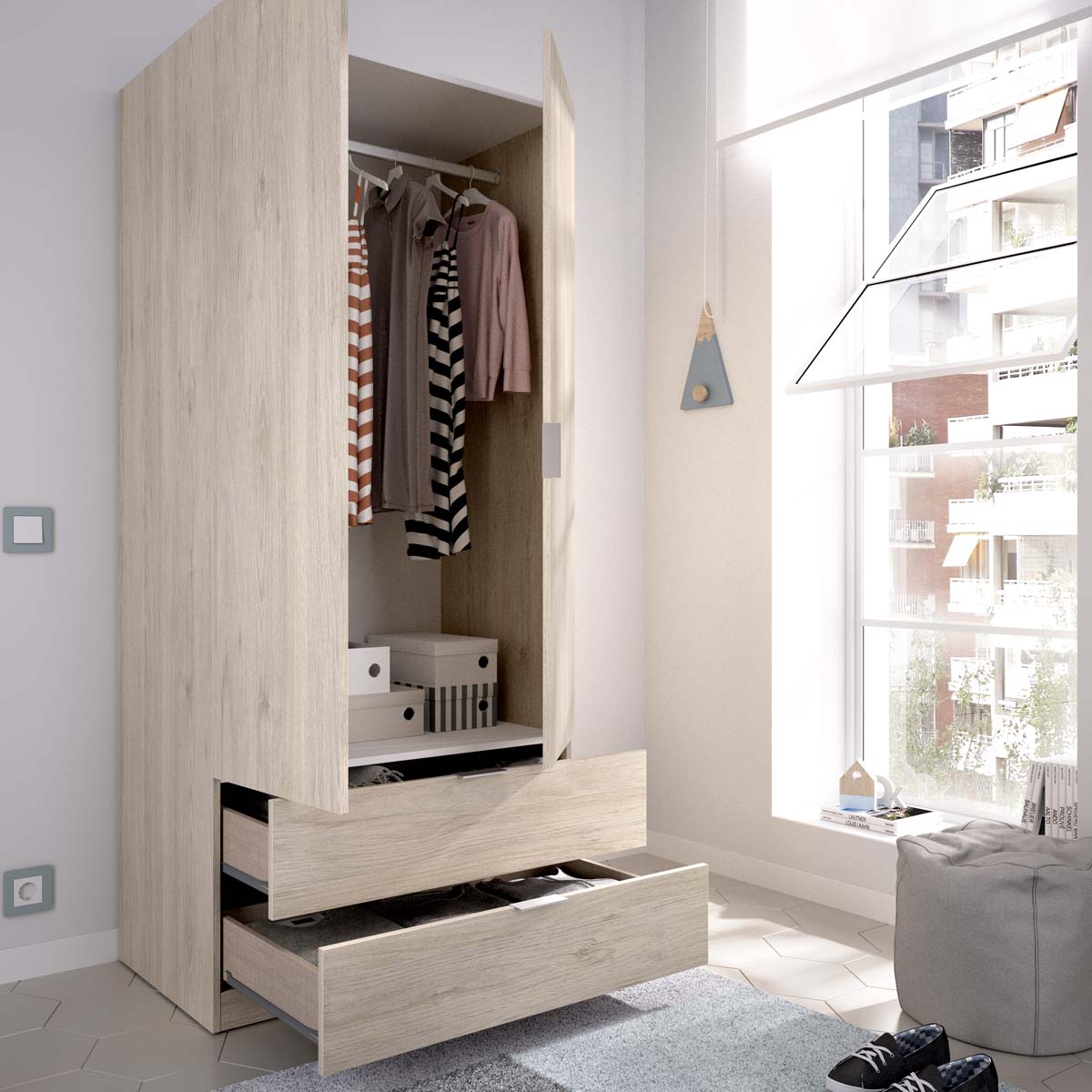 Armario de puertas batientes y cajones Essen