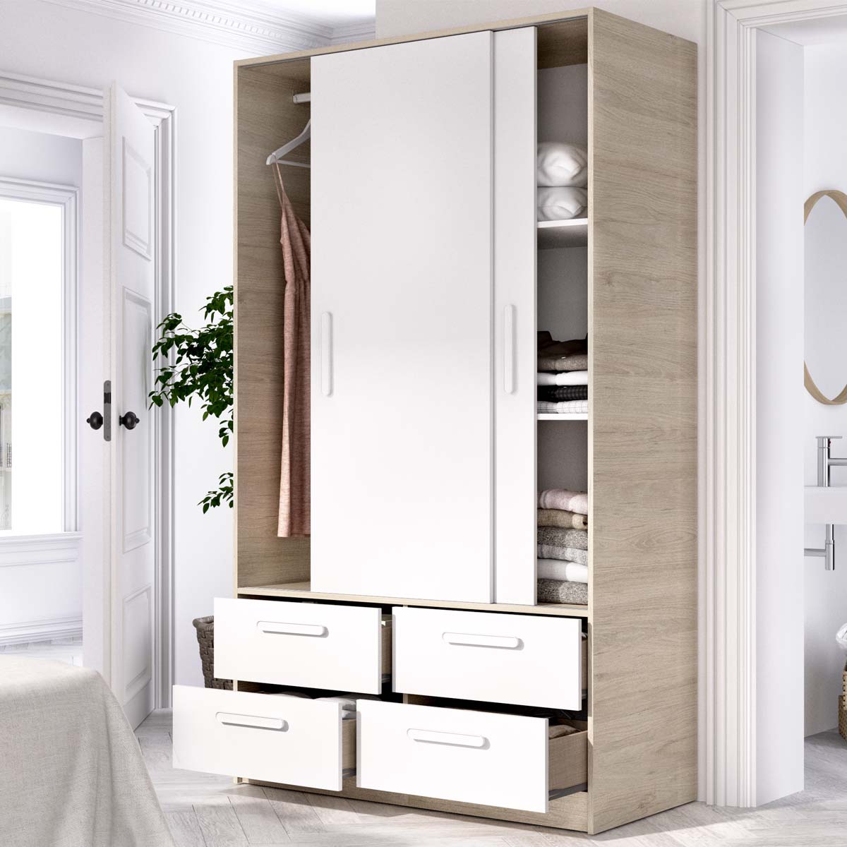 Armario de puertas correderas y cajones Slide