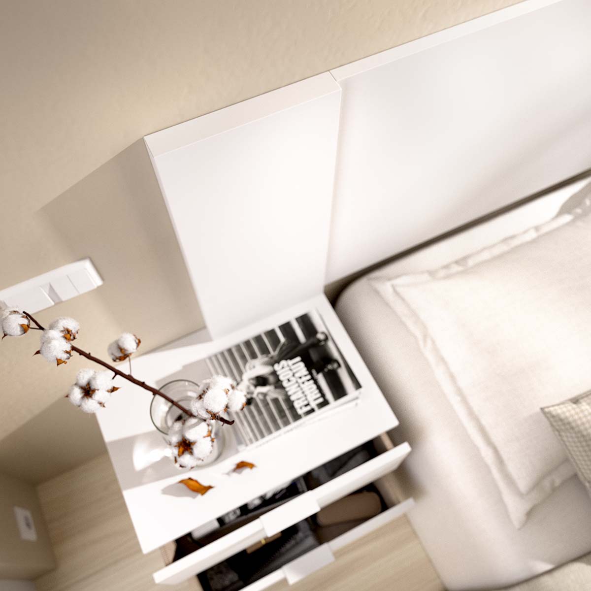 Cabecero con dos mesitas Len