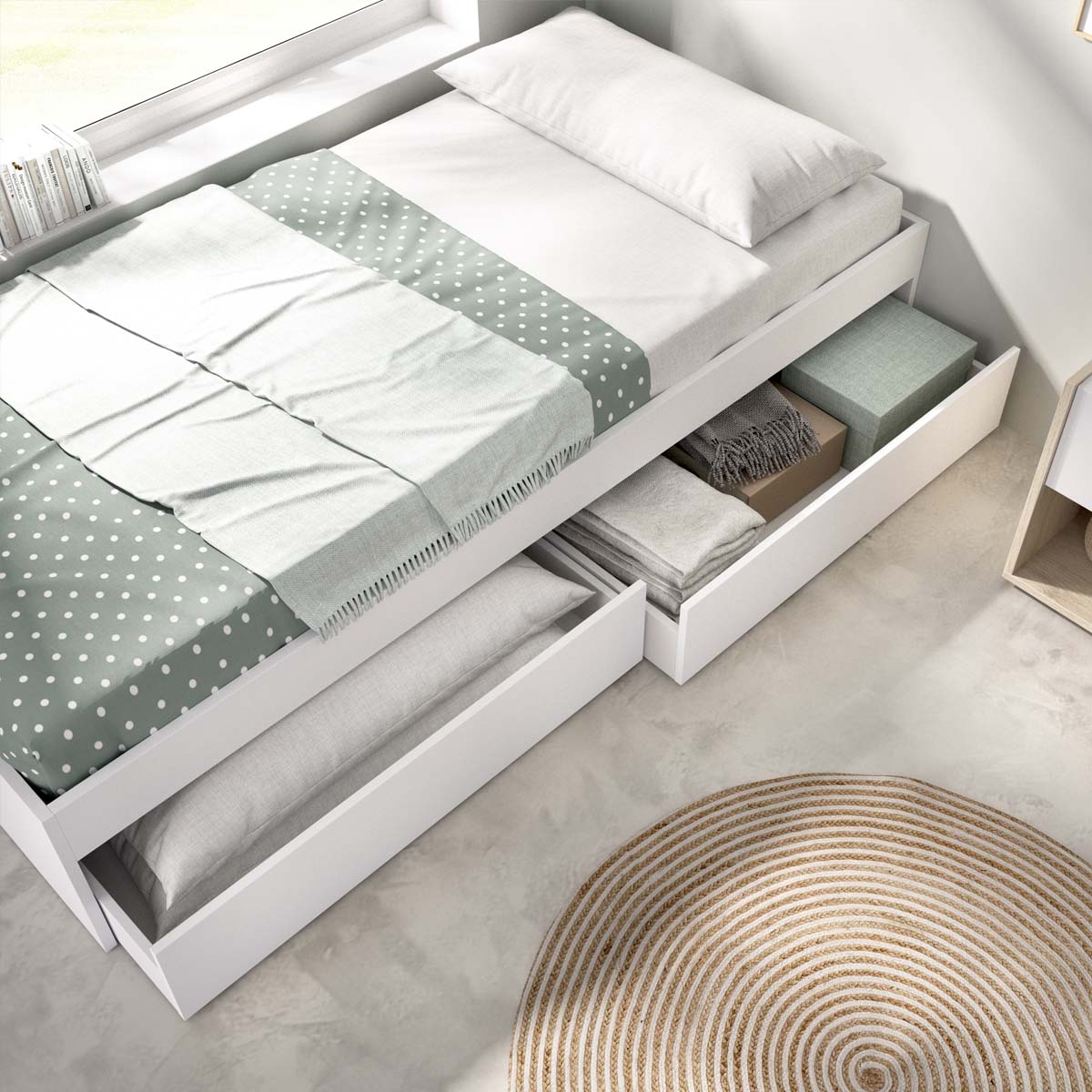 Cama individual con cajones Lago