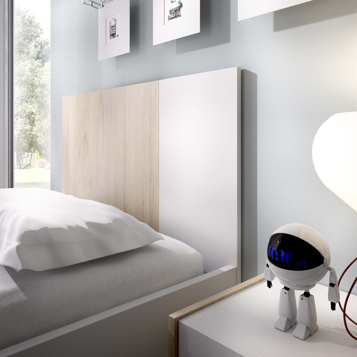 Cama individual con cabecero Dina