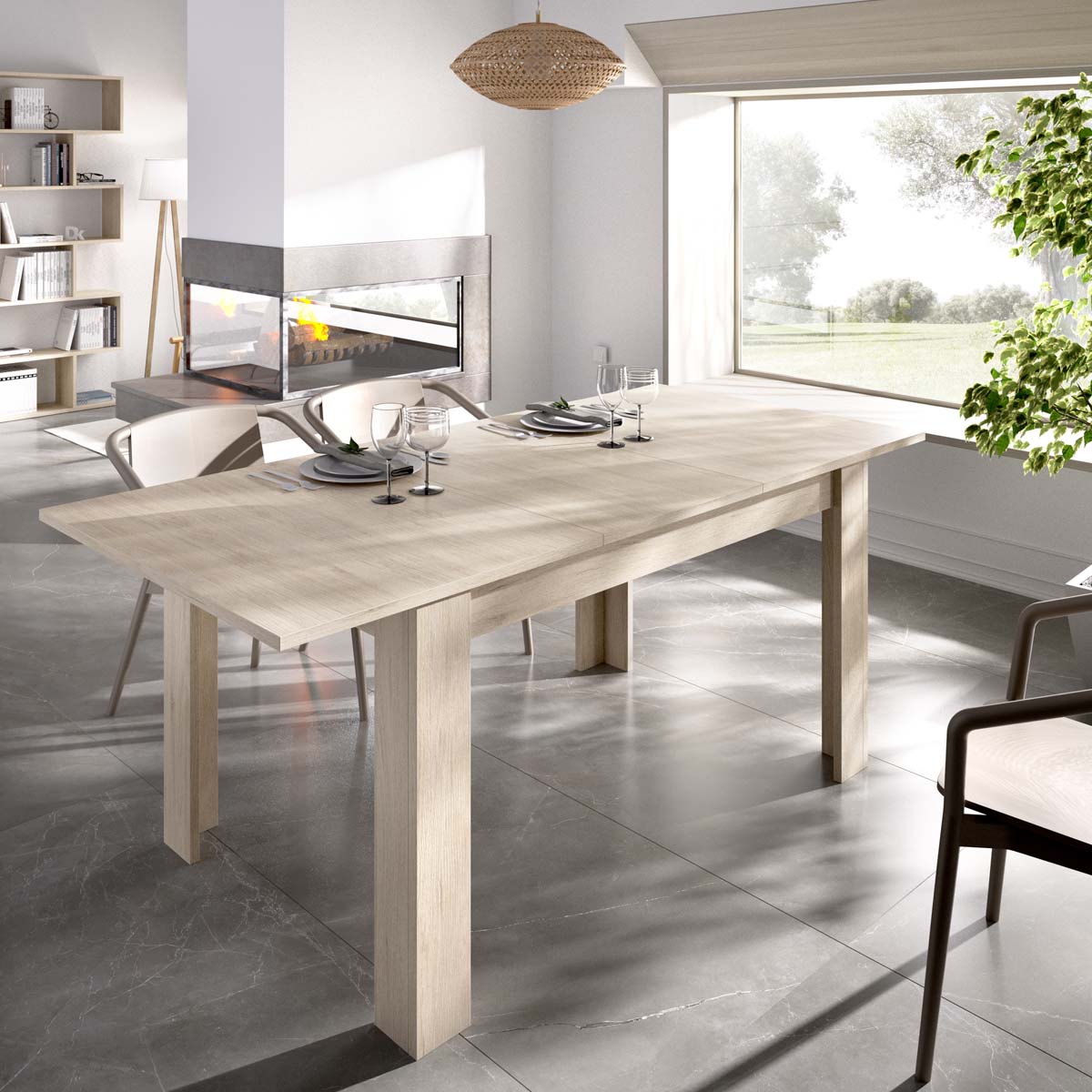 Mesa de comedor rectangular extensible Dine